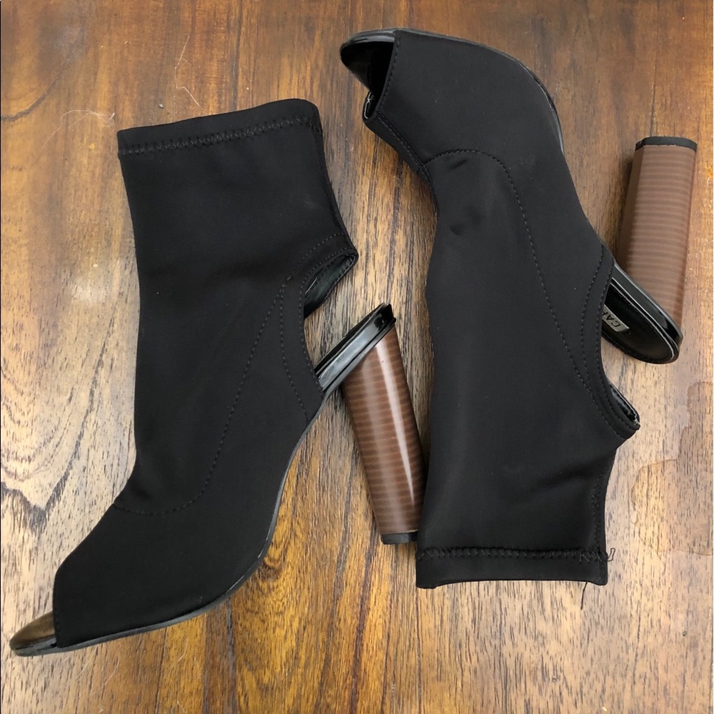 Open toe/open back black Sock booties